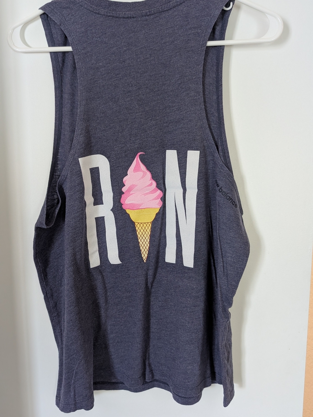 New Balance Navy Tank with Pink Ice Cream Run Graphic